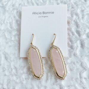 Alicia Bonnie - Abigail Gold Rose Quartz Earrings - new